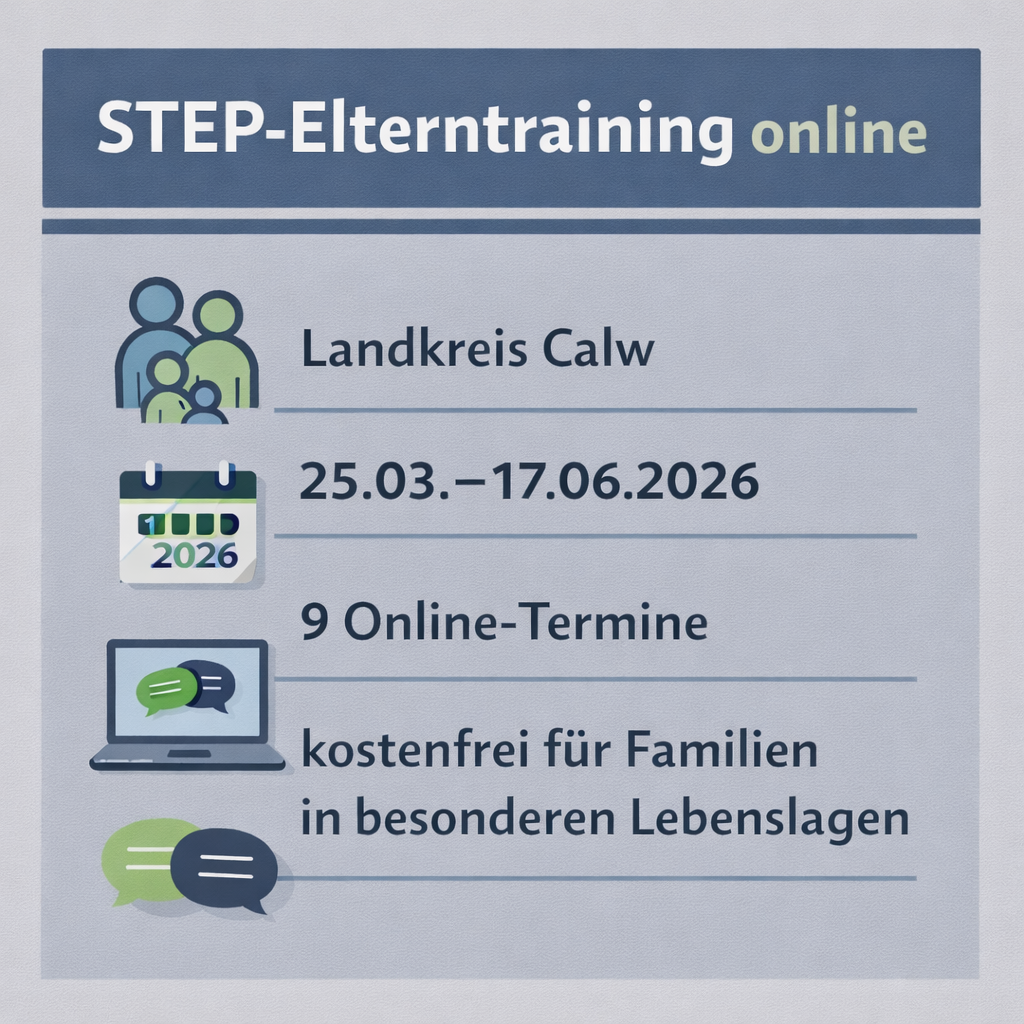Kostenloses STEP-Elterntraining online für Familien im Landkreis Calw